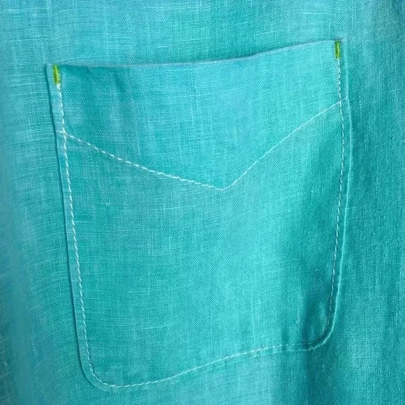 Tommy Bahama Linen Blue Button Up Shirt Long Sleeve Adult 3XL - Picture 8 of 14